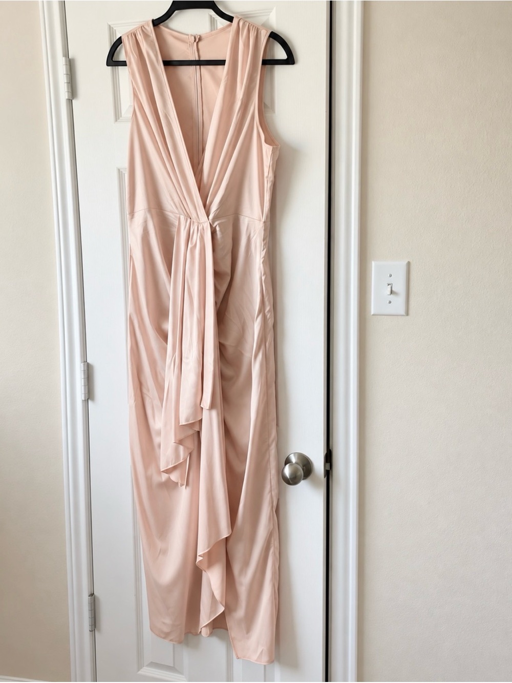 SHEIN Blush Pink Draped V-Neck Maxi Dress